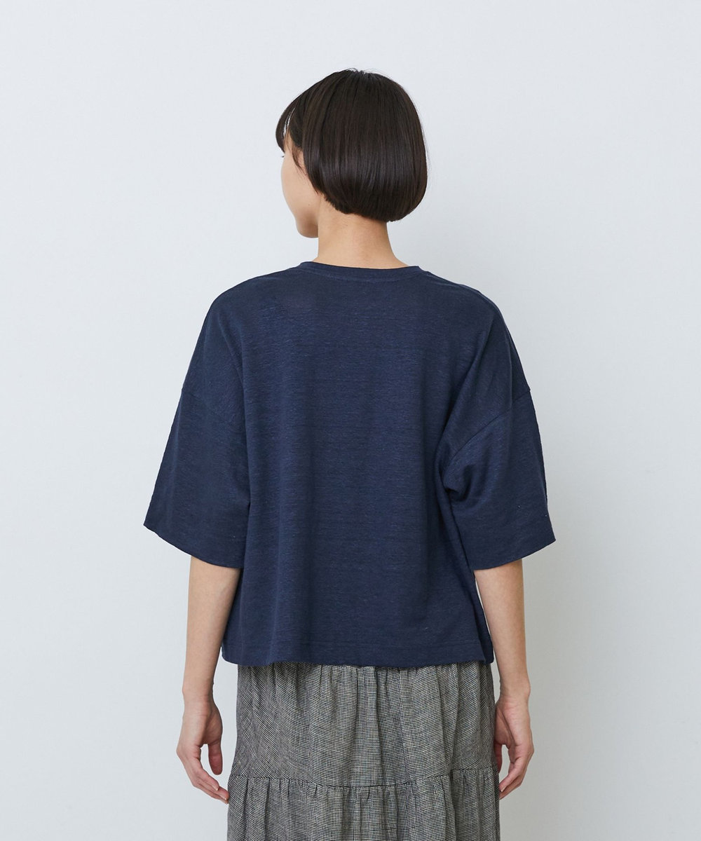 LOISIR リネン天竺ショートTシャツ ネイビー