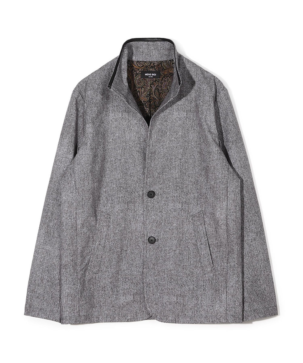 MEN'S BIGI ドットエアーヘリンボーンプリントスタンドカラージャケット＜保温/透湿/撥水/防シワ/ストレッチ＞ チャコールグレー