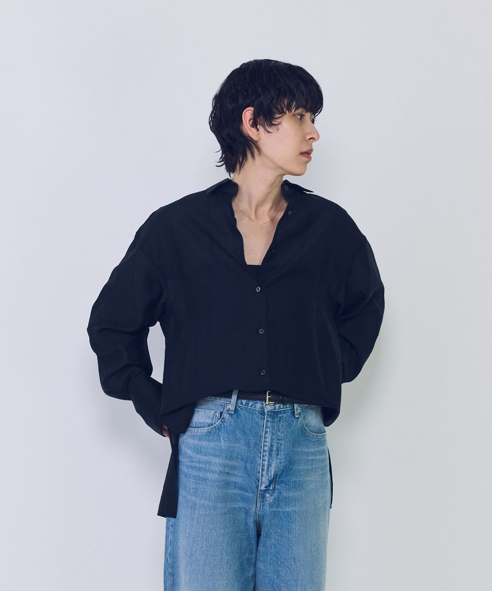 1er Arrondissement シアーテンセルシャツ ブラック