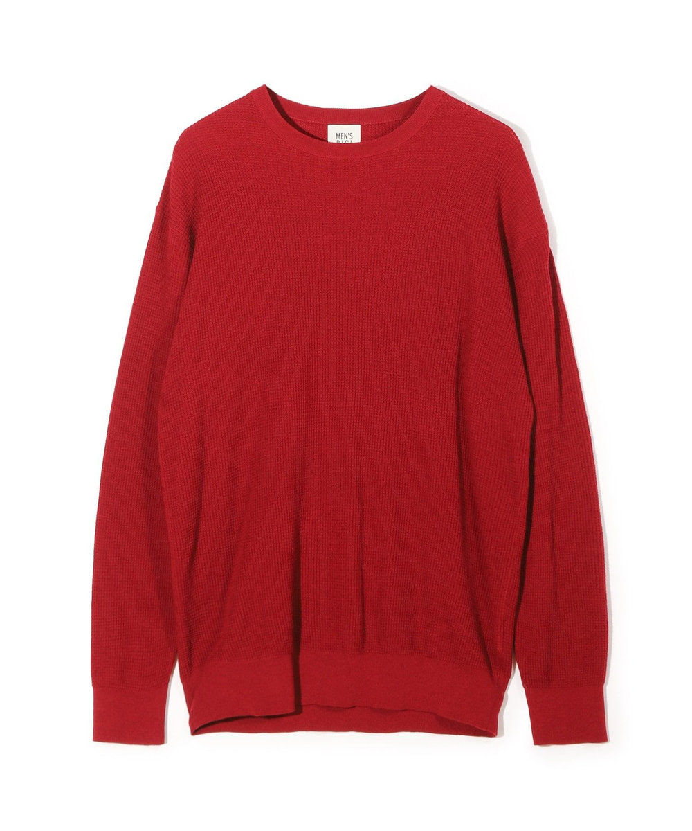 MEN'S BIGI メリノウール ワッフル編みニット レッド