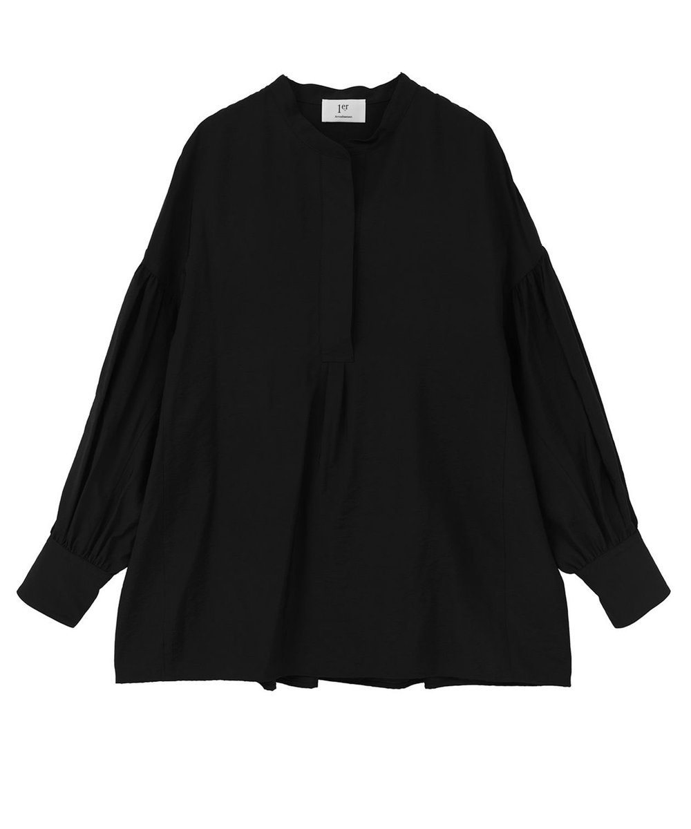 1er Arrondissement モダールナイロンシルクスキッパーブラウス ブラック
