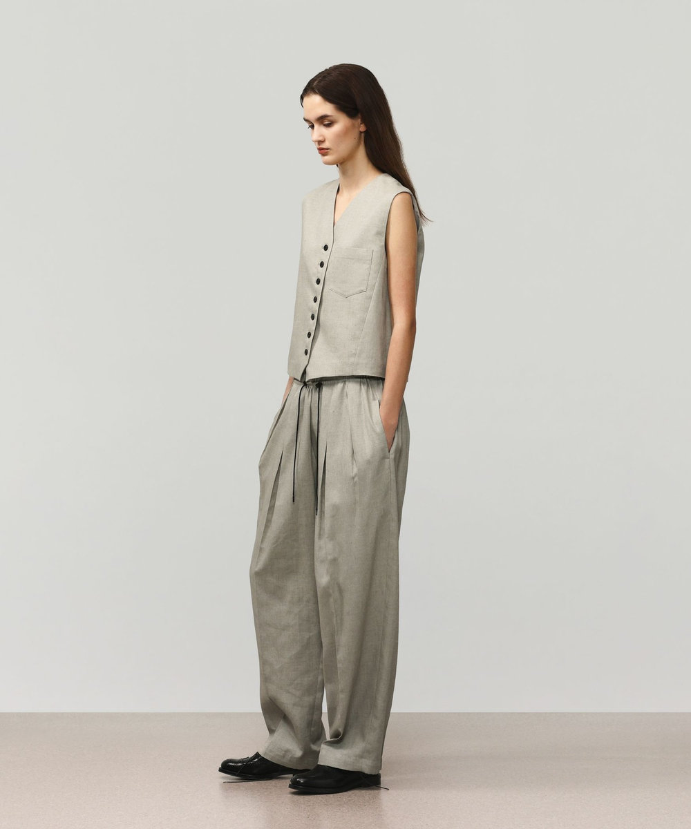 DÉPAREILLÉ RAMIE POLY TWILL BALLOON PANTS / ラミーポリツイルバルーンパンツ ベージュ