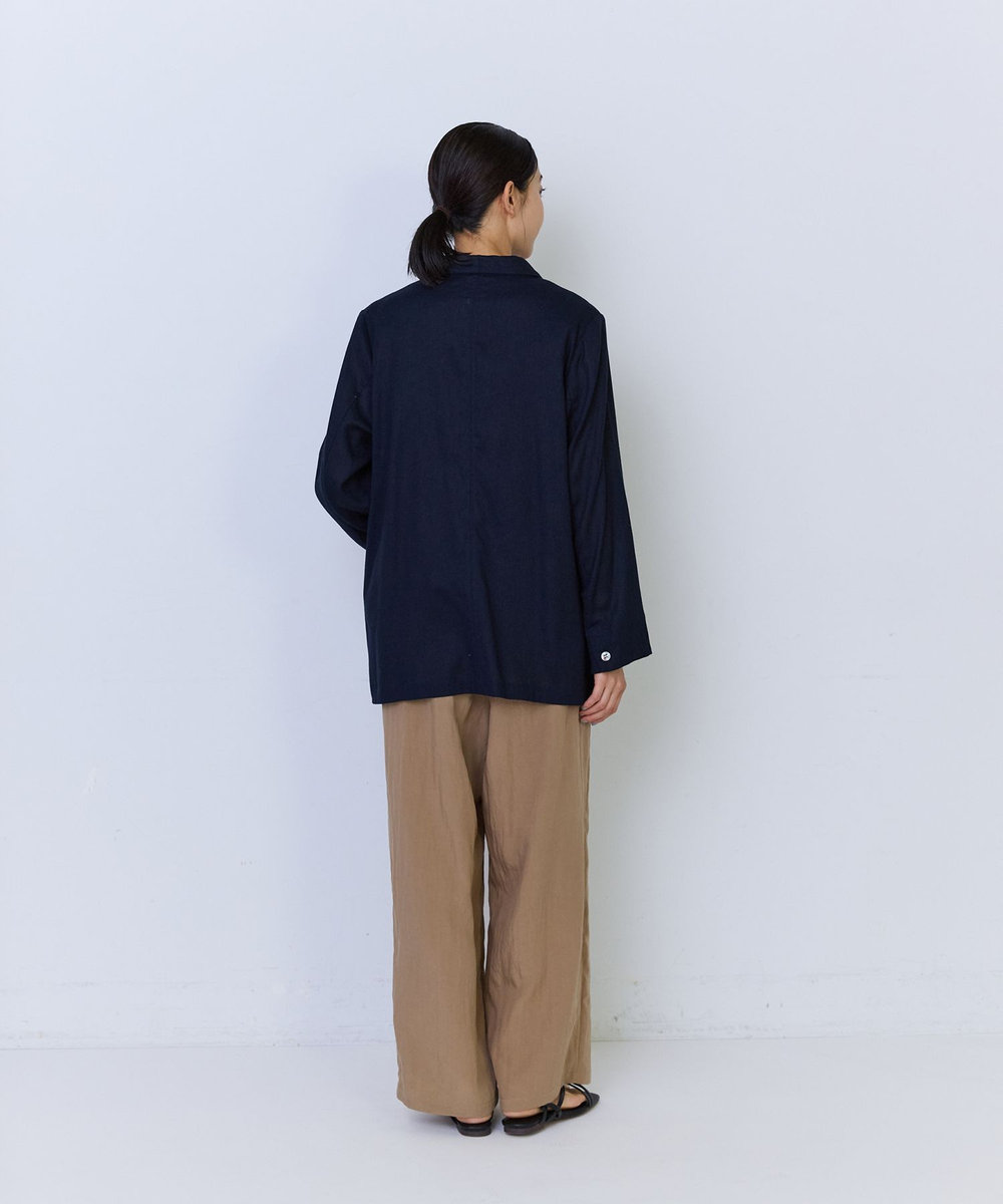 ADIEU TRISTESSE コットンリネンショールカラージャケット ネイビー