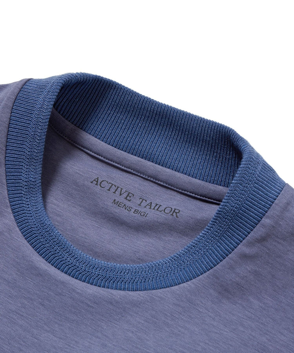 MEN'S BIGI 【ACTIVE TAILOR】シルケットスムースクルーネックロングTシャツ ブルー系その他