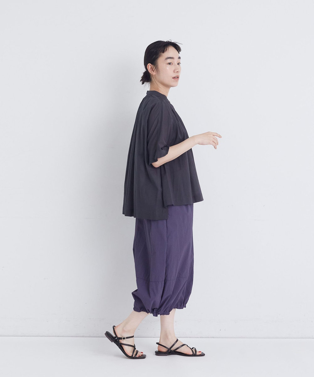 congés payés ADIEU TRISTESSE 【FAVE】インドコットンタックスリーブブラウス チャコールグレー