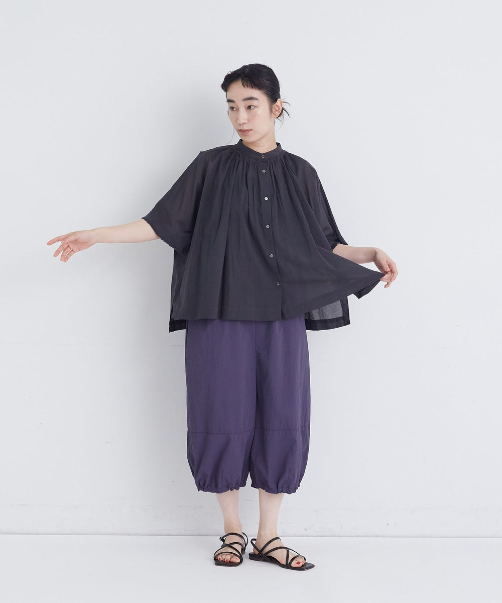 congés payés ADIEU TRISTESSE 【FAVE】インドコットンタックスリーブブラウス チャコールグレー