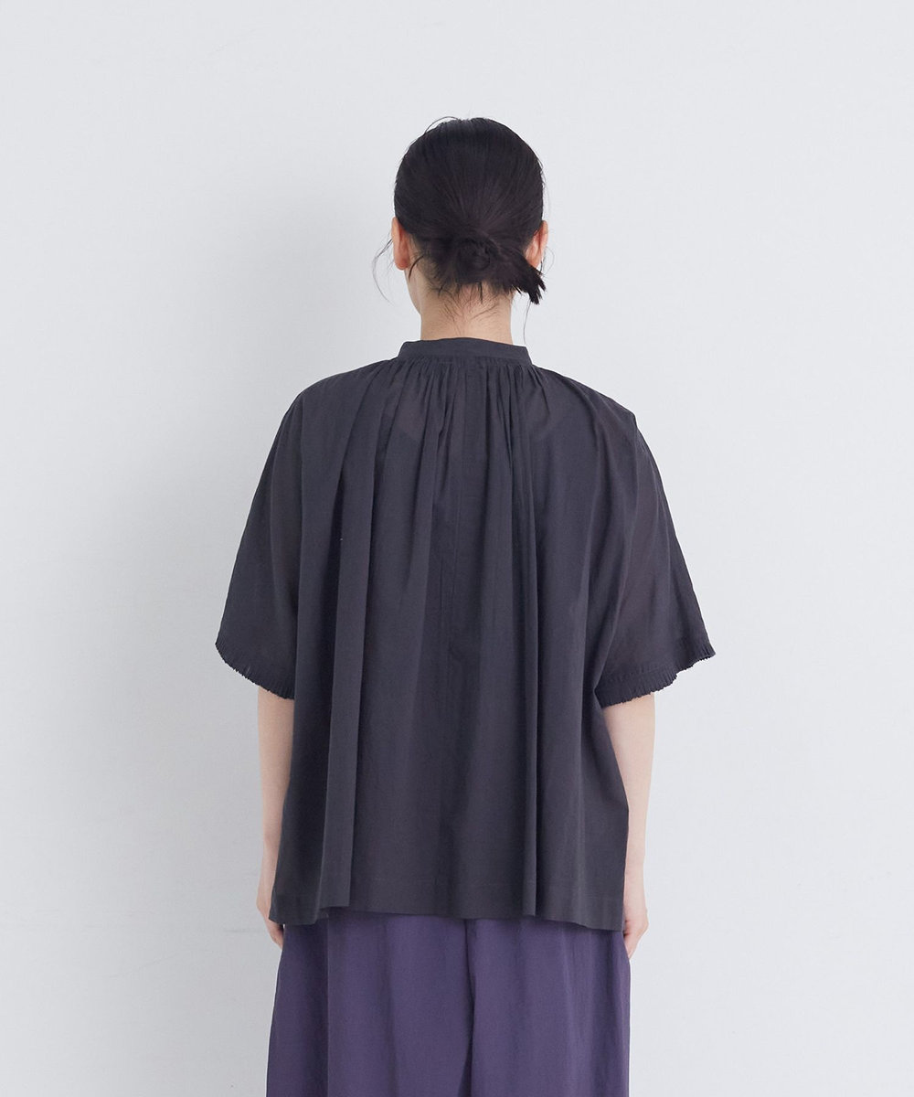 congés payés ADIEU TRISTESSE 【FAVE】インドコットンタックスリーブブラウス チャコールグレー