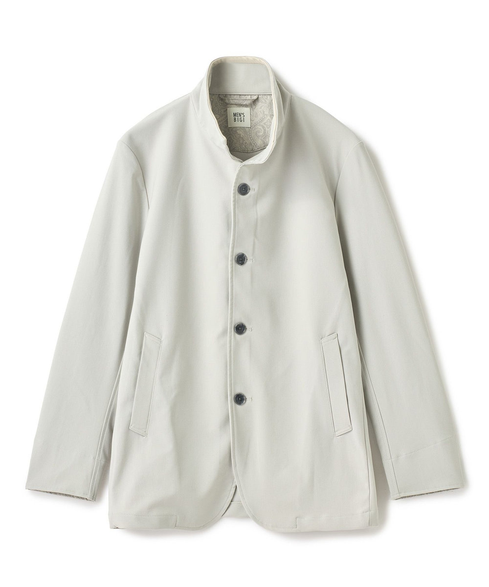 MEN'S BIGI シャンブレー調ハイテンショントリコット スタンドカラーカーデブルゾン＜接触冷感/速乾/UVカット＞ オフホワイト