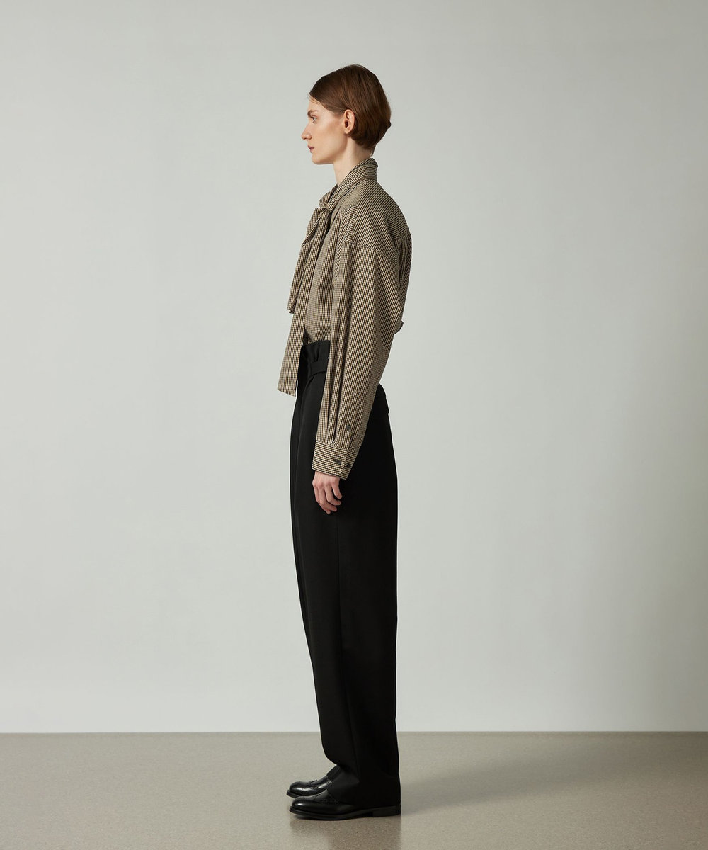 DÉPAREILLÉ CHECK BROAD BOW SHIRT / チェックブロードボウシャツ ブラウン