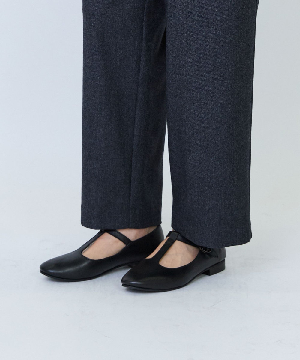 LOISIR クラシカルツイードテーパードパンツ チャコールグレー