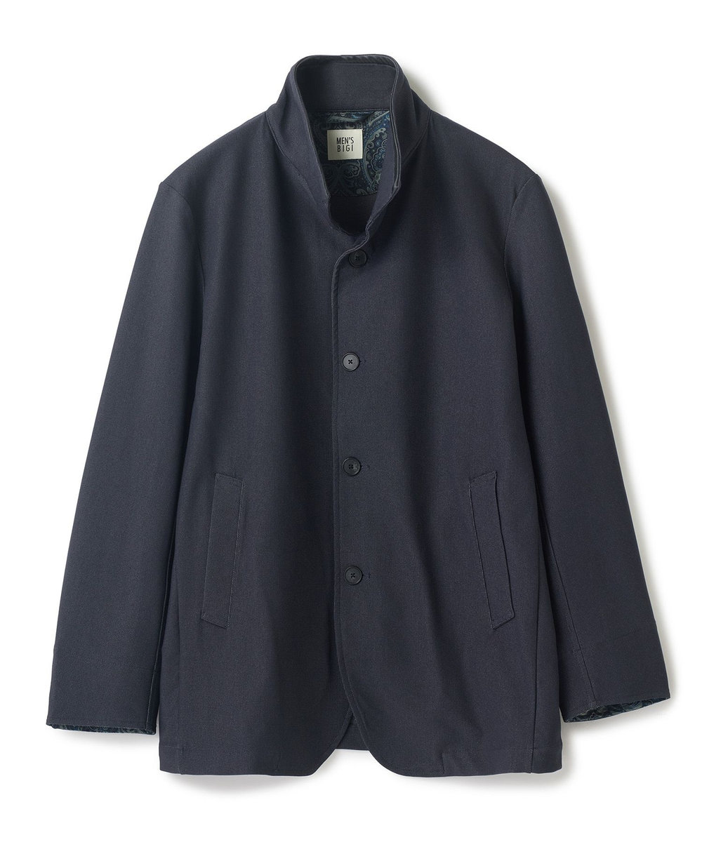 MEN'S BIGI シャンブレー調ハイテンショントリコット スタンドカラーカーデブルゾン＜接触冷感/速乾/UVカット＞ ネイビー