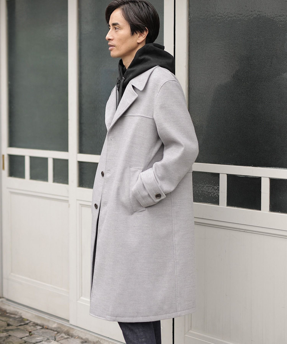 UNION STATION 中空糸メルトンオーバーコート ライトグレー