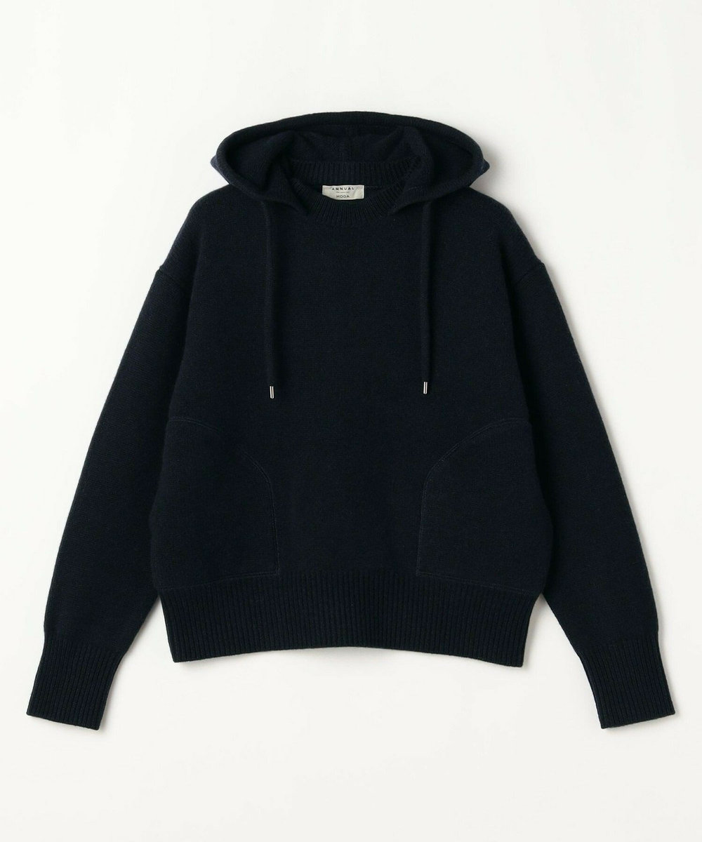 MOGA Lサイズ（大きいサイズ） 【大きいサイズ】ANNUAL×MOGA　ウールカシミヤニットパーカー ネイビー