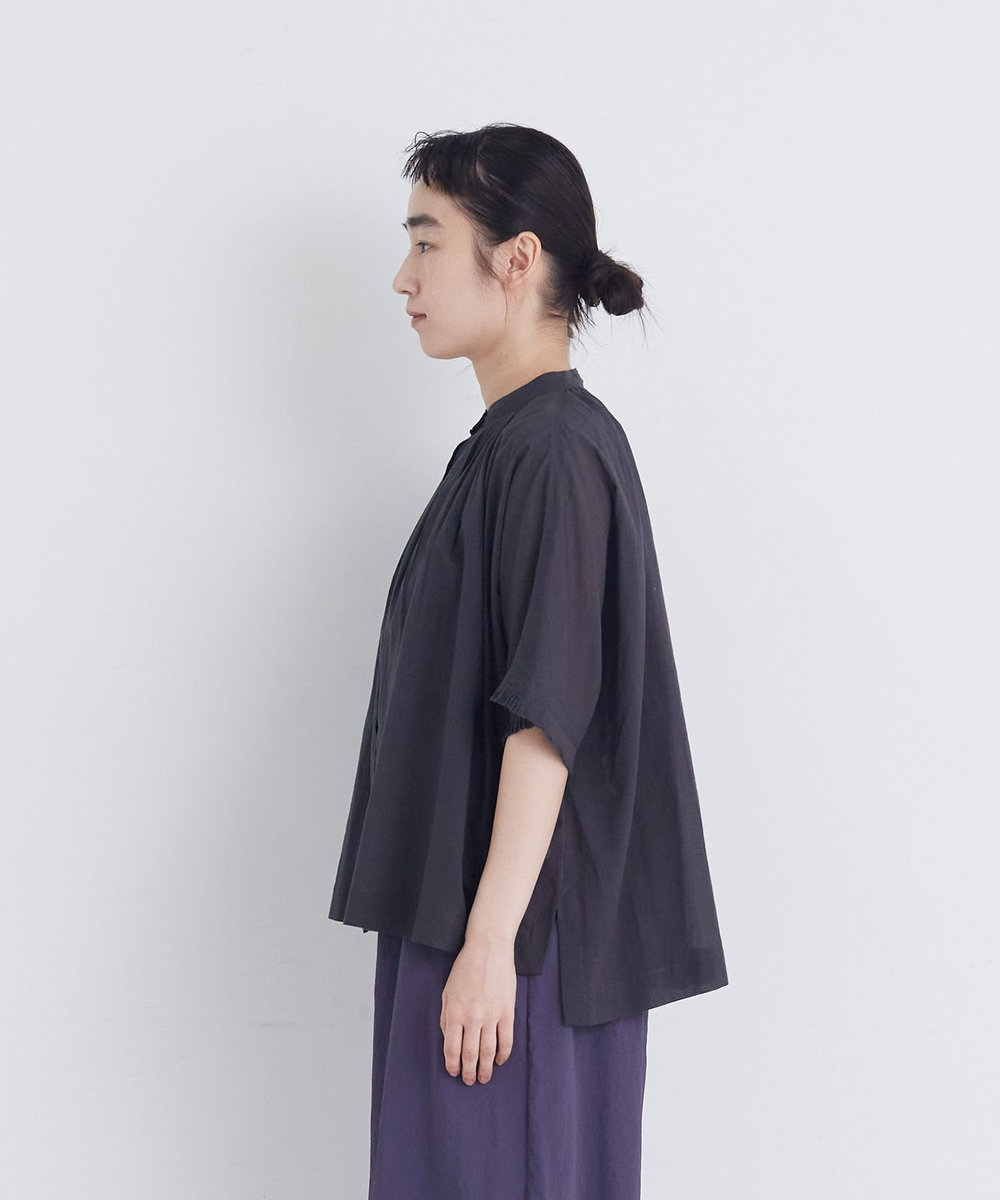 congés payés ADIEU TRISTESSE 【FAVE】インドコットンタックスリーブブラウス チャコールグレー