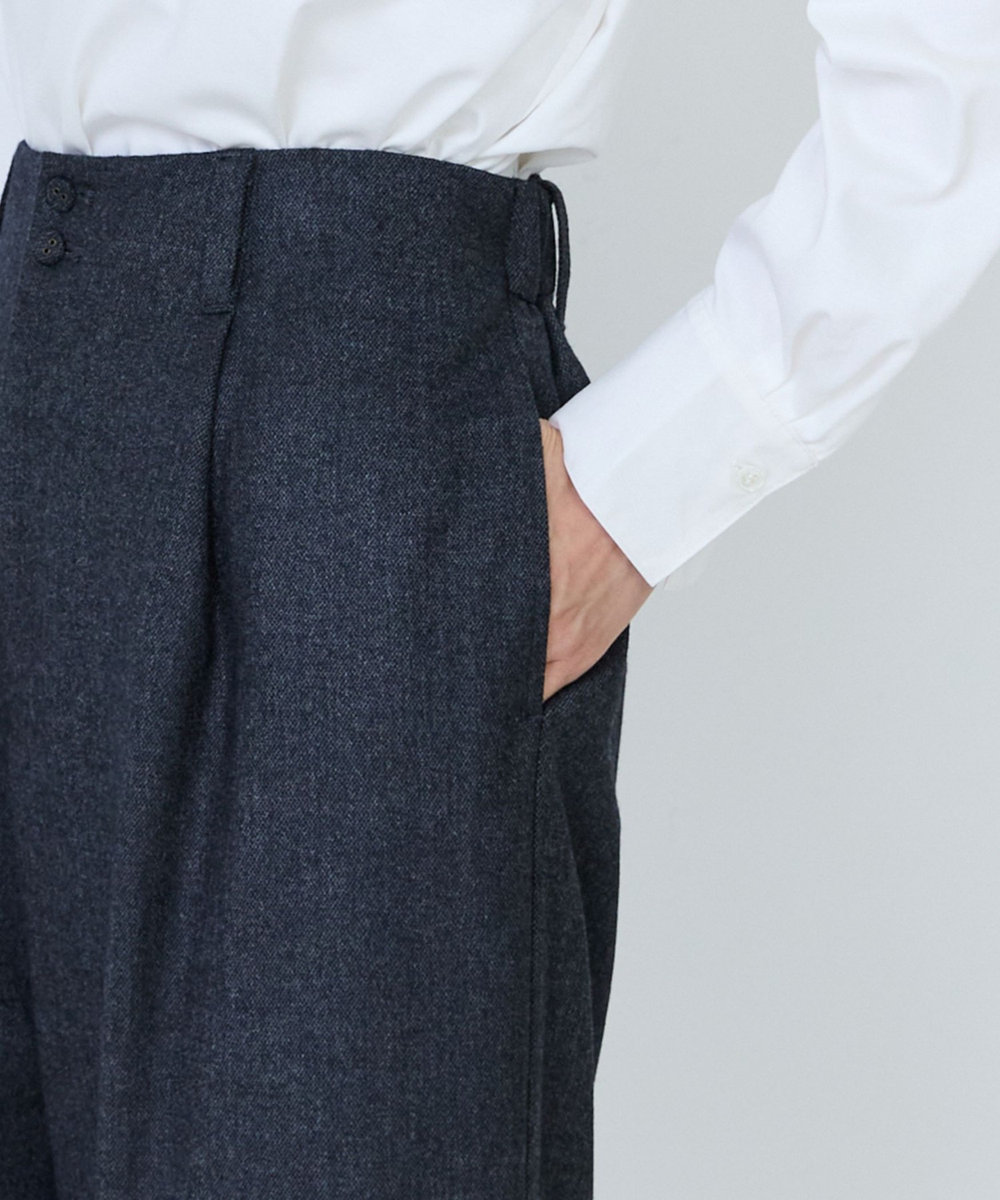 LOISIR クラシカルツイードテーパードパンツ チャコールグレー