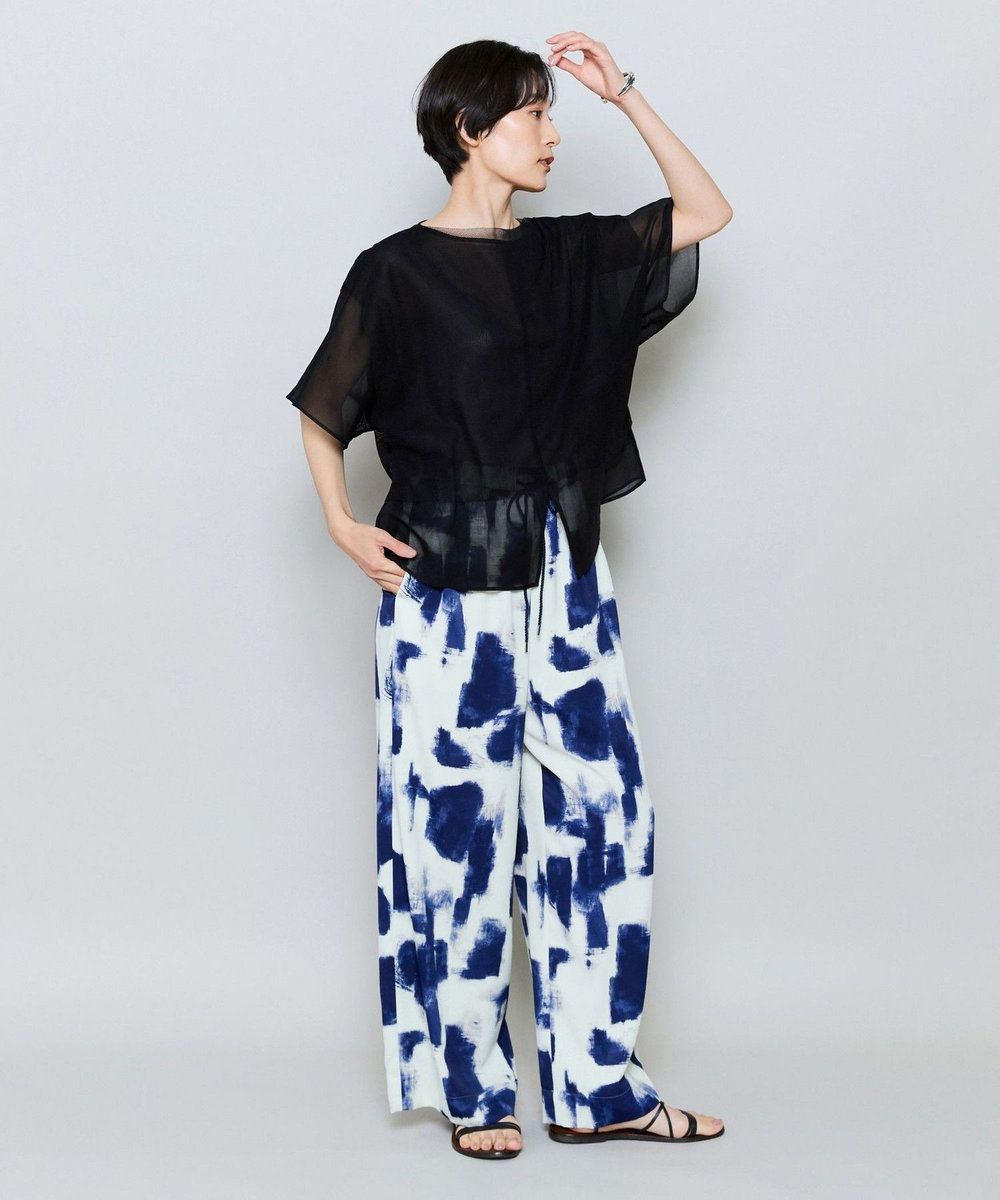 MOGA モノクロブラッシュPtワイドパンツ ブルー