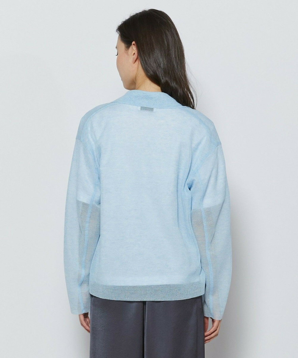 L'EQUIPE ［eclat 2026年5月号掲載商品］麻ポリエステルニットジャケット サックスブルー