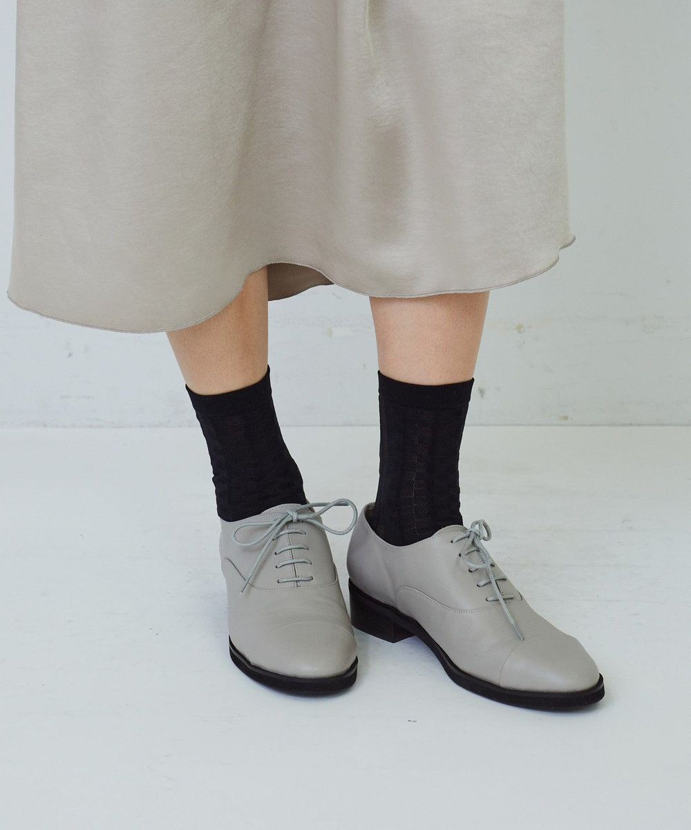 ADIEU TRISTESSE チェック×ストライプ シアーソックス ブラック