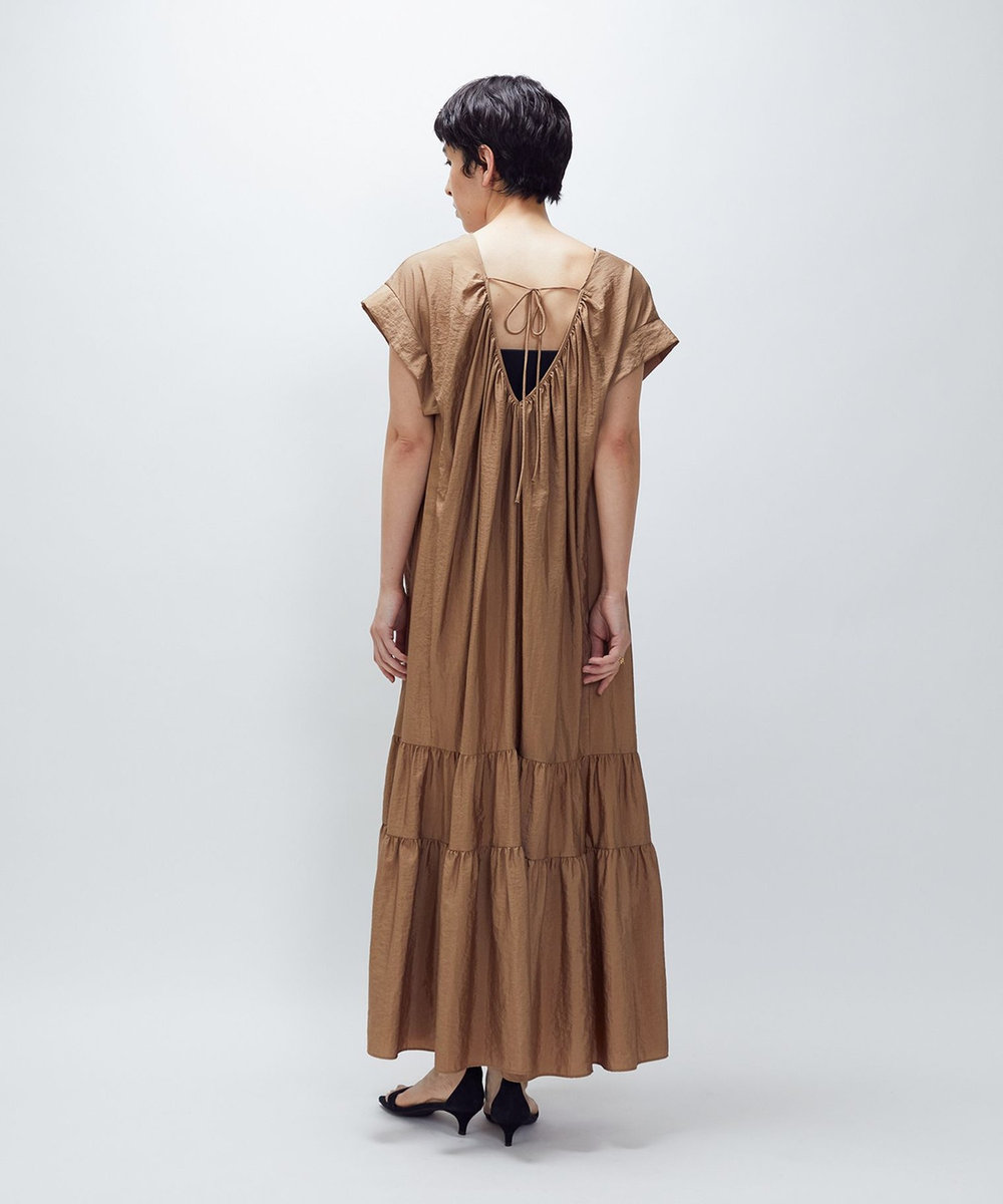 1er Arrondissement ナイロンクロスティアードワンピース キャメル