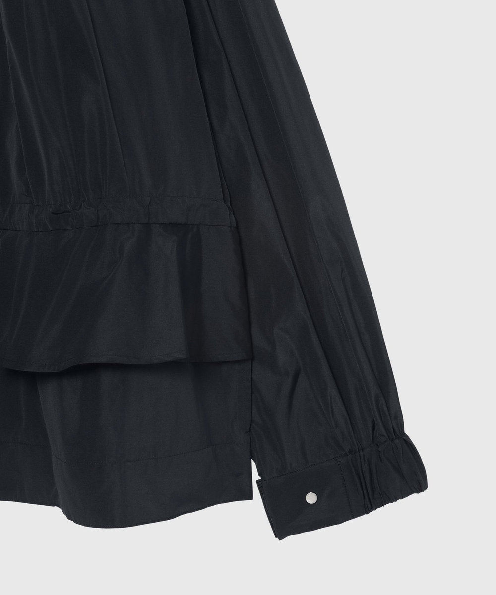 DÉPAREILLÉ TAFFETA GATHER NO COLLAR JACKET / タフタギャザーノーカラージャケット ネイビー