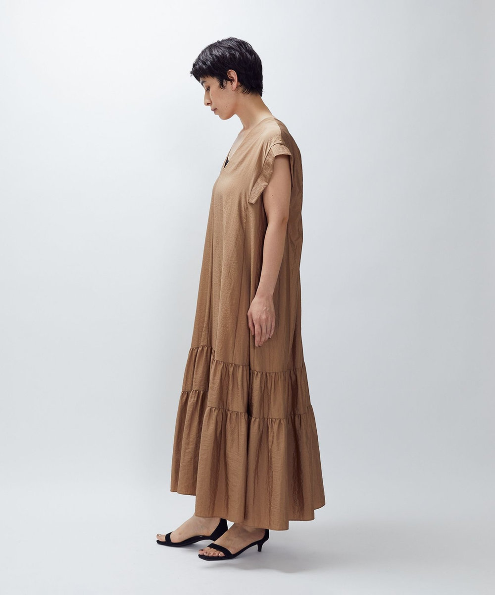 1er Arrondissement ナイロンクロスティアードワンピース キャメル