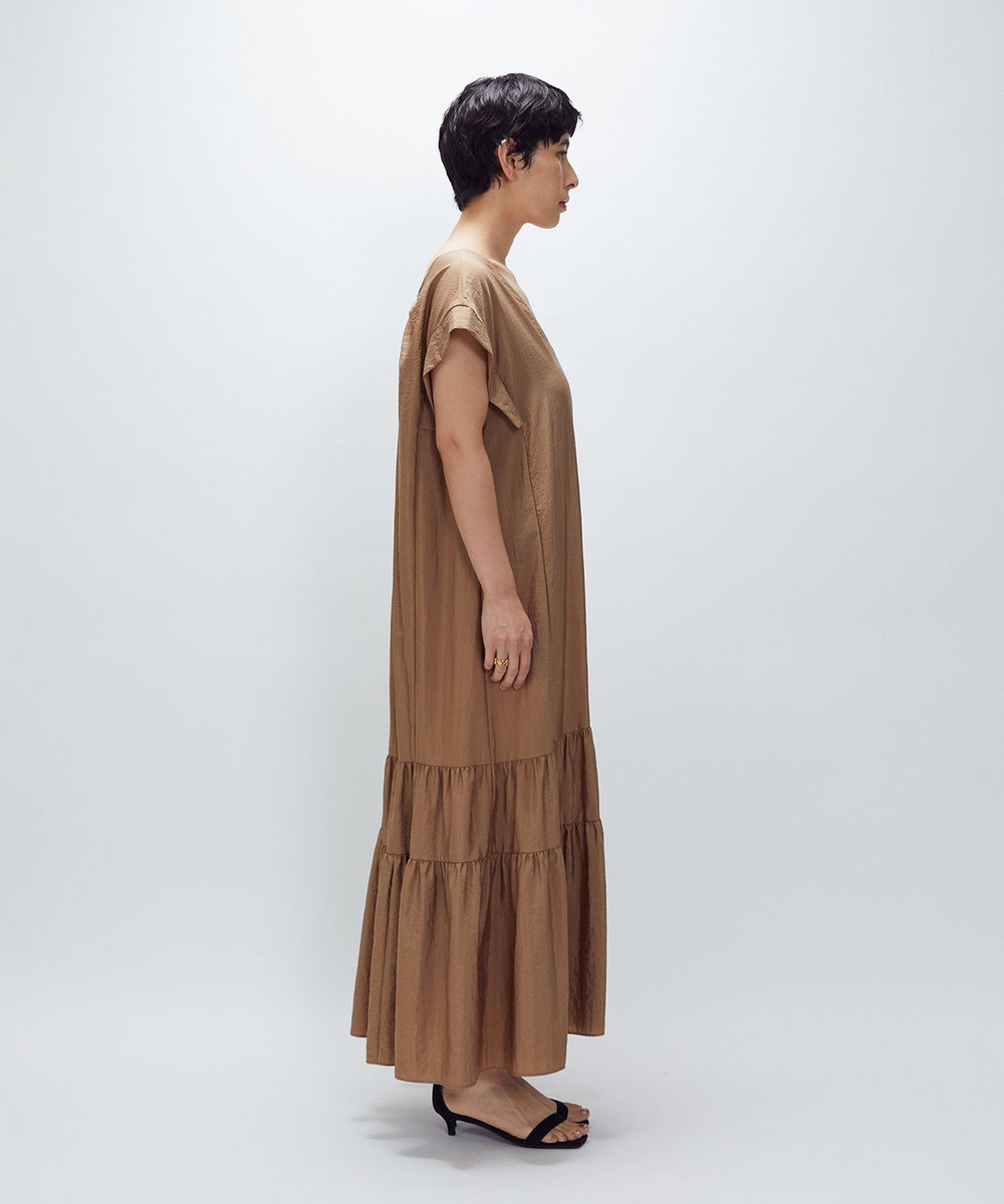 1er Arrondissement ナイロンクロスティアードワンピース キャメル