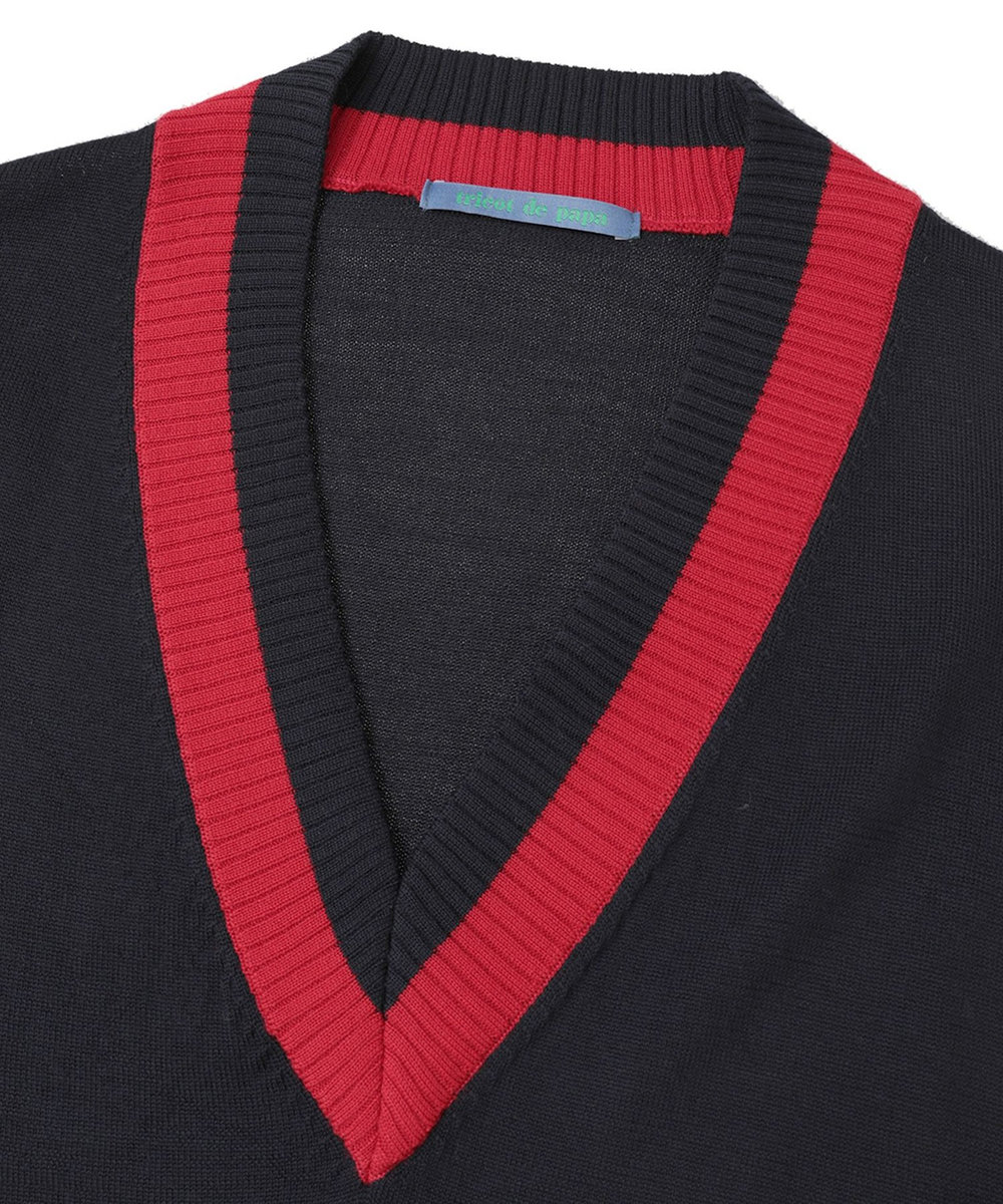 1er Arrondissement ＜tricot de papa（トリコ・デ・パパ）>スクールニットプルオーバー ネイビー