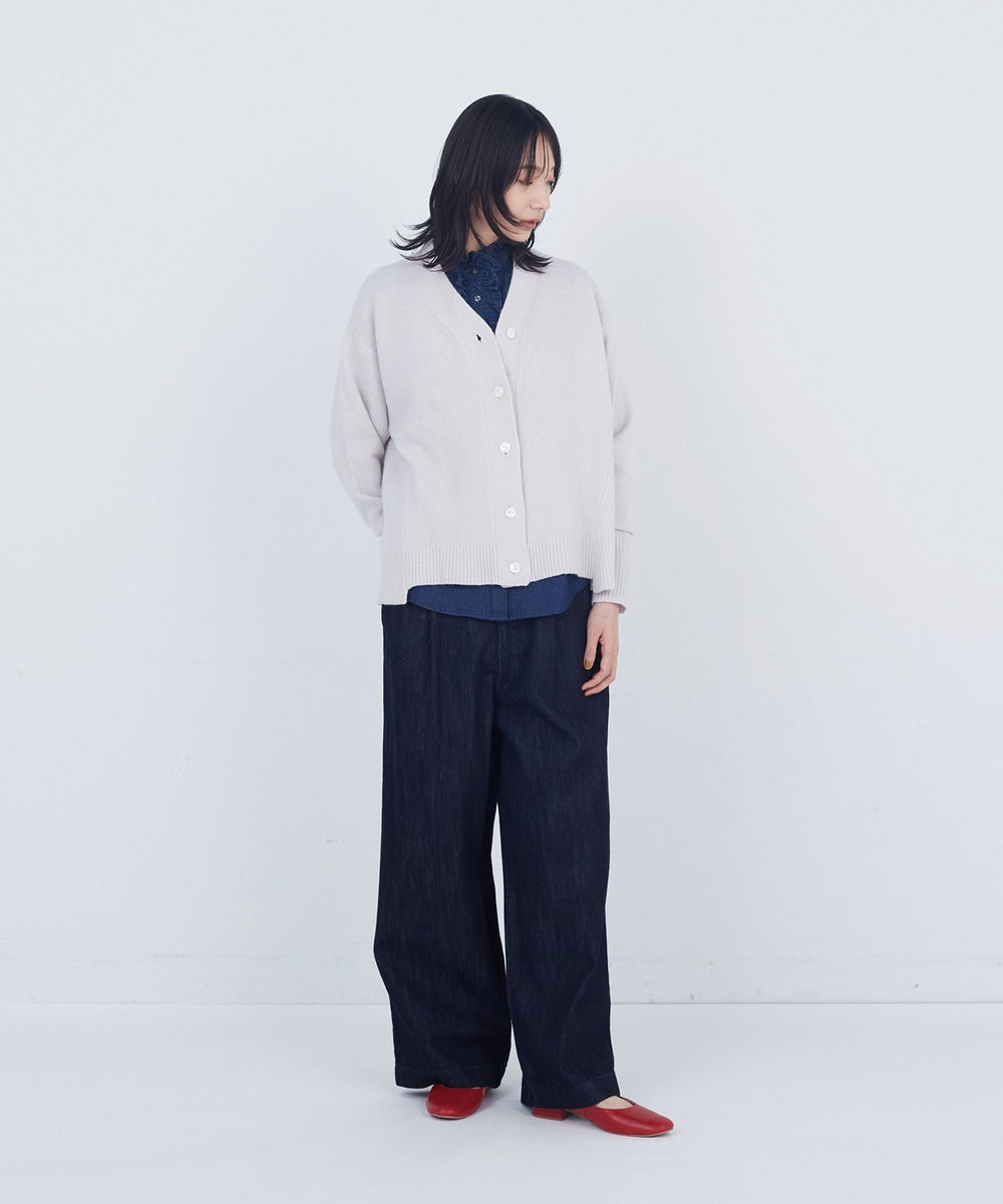 ADIEU TRISTESSE ウールカシミヤニットカーディガン グレイッシュベージュ