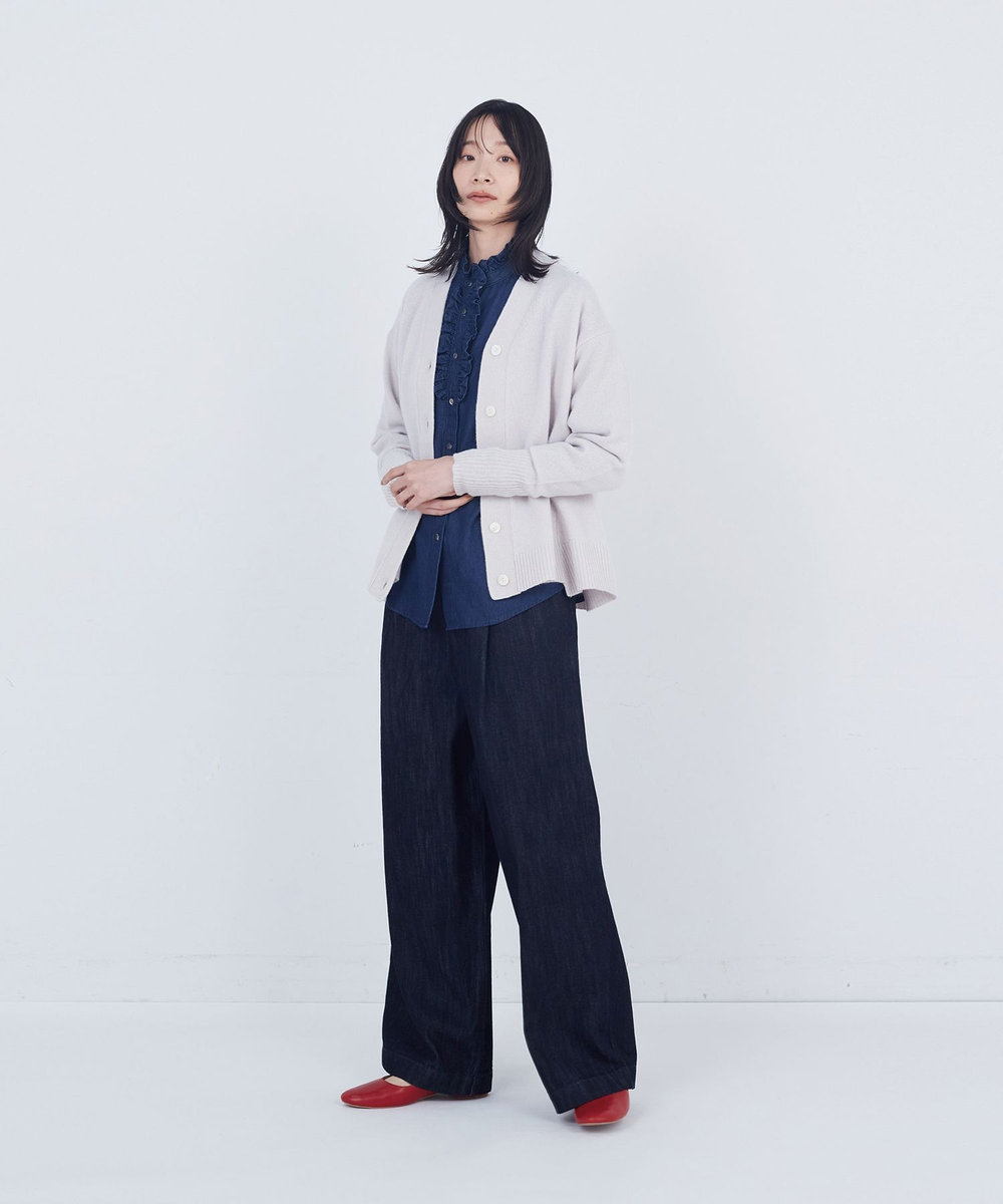 ADIEU TRISTESSE ウールカシミヤニットカーディガン グレイッシュベージュ