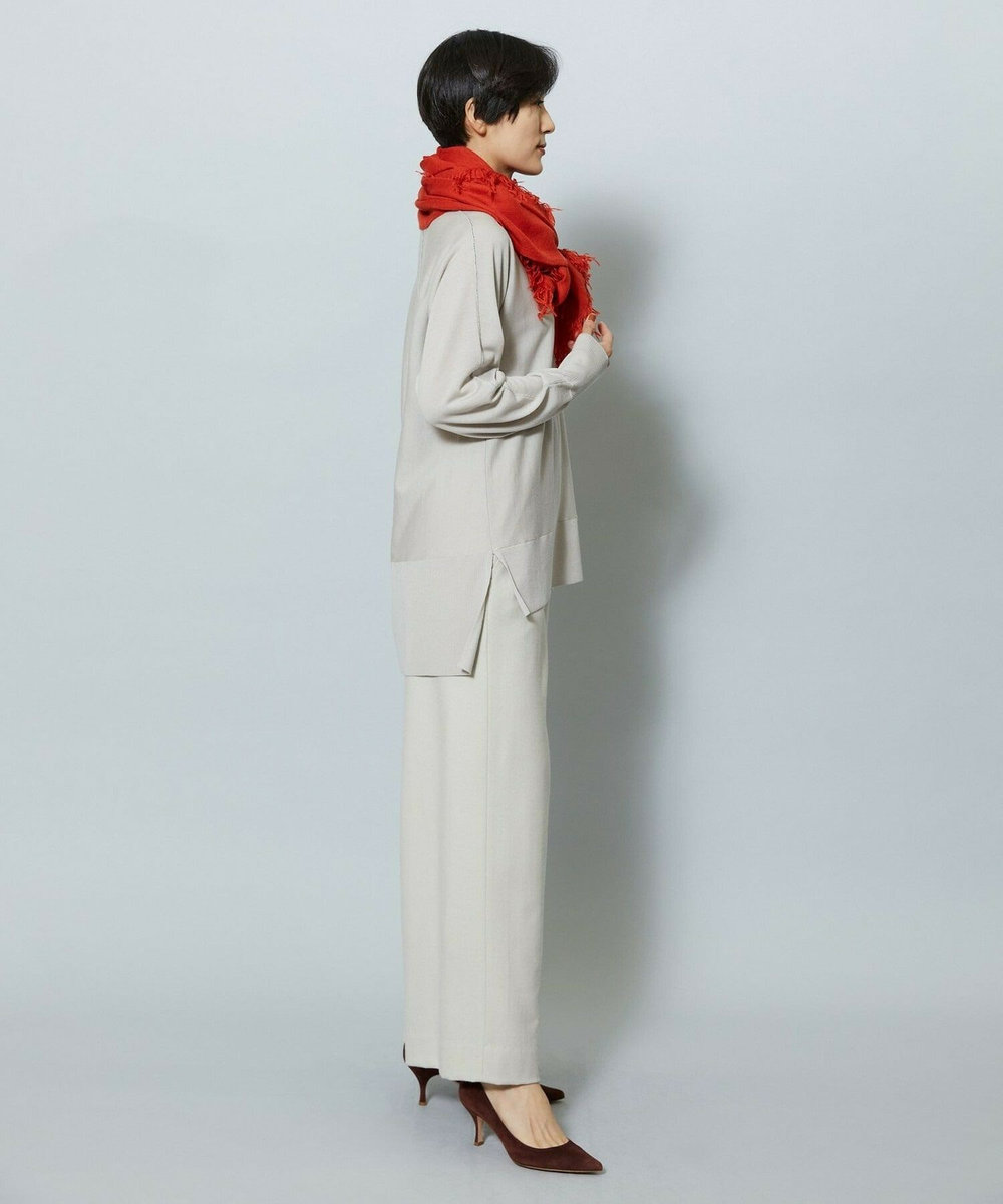 MOGA ウールカシミヤストレッチワイドパンツ オフホワイト