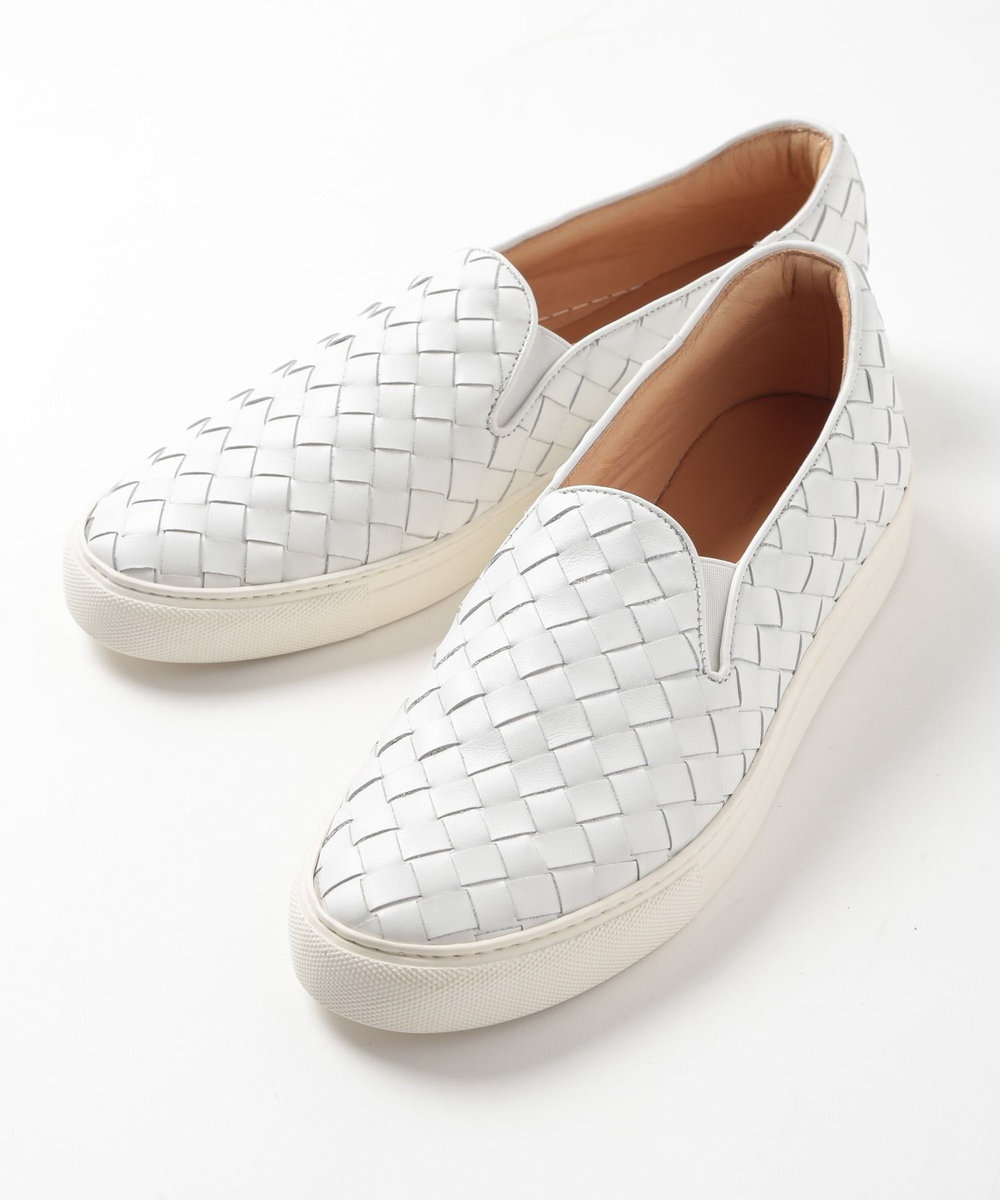MEN'S BIGI メッシュレザー スニーカー ホワイト