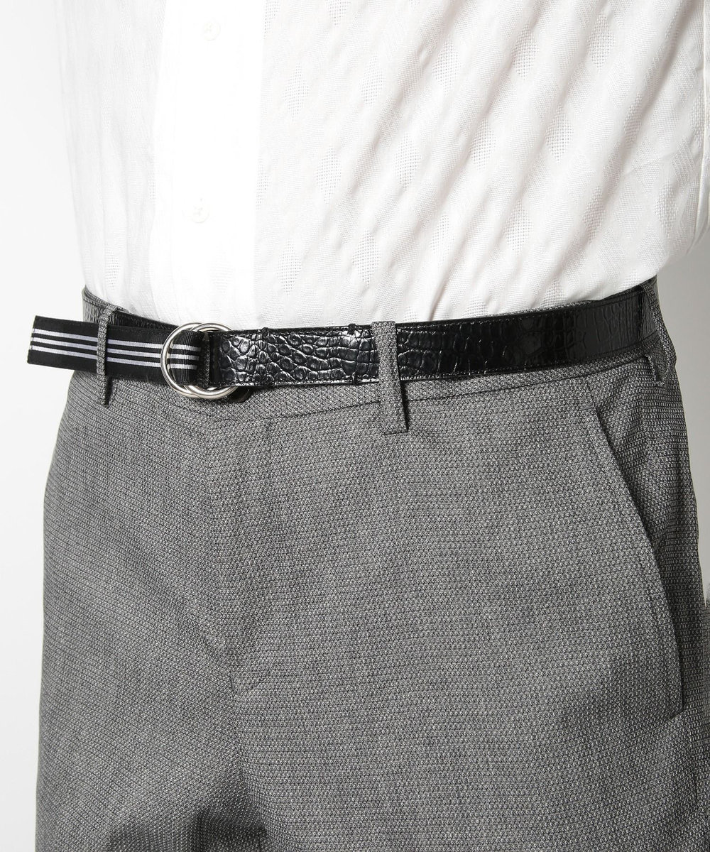 MEN'S BIGI 【ADRIANO MENEGHETTI（アドリアーノメネゲッティ）】ダブルリングリバーシブルリボンベルト ブラック