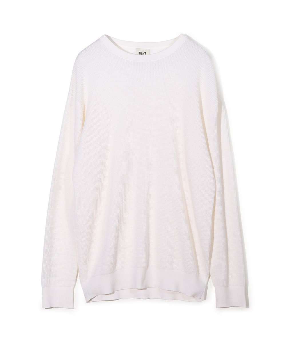 MEN'S BIGI メリノウール ワッフル編みニット ホワイト