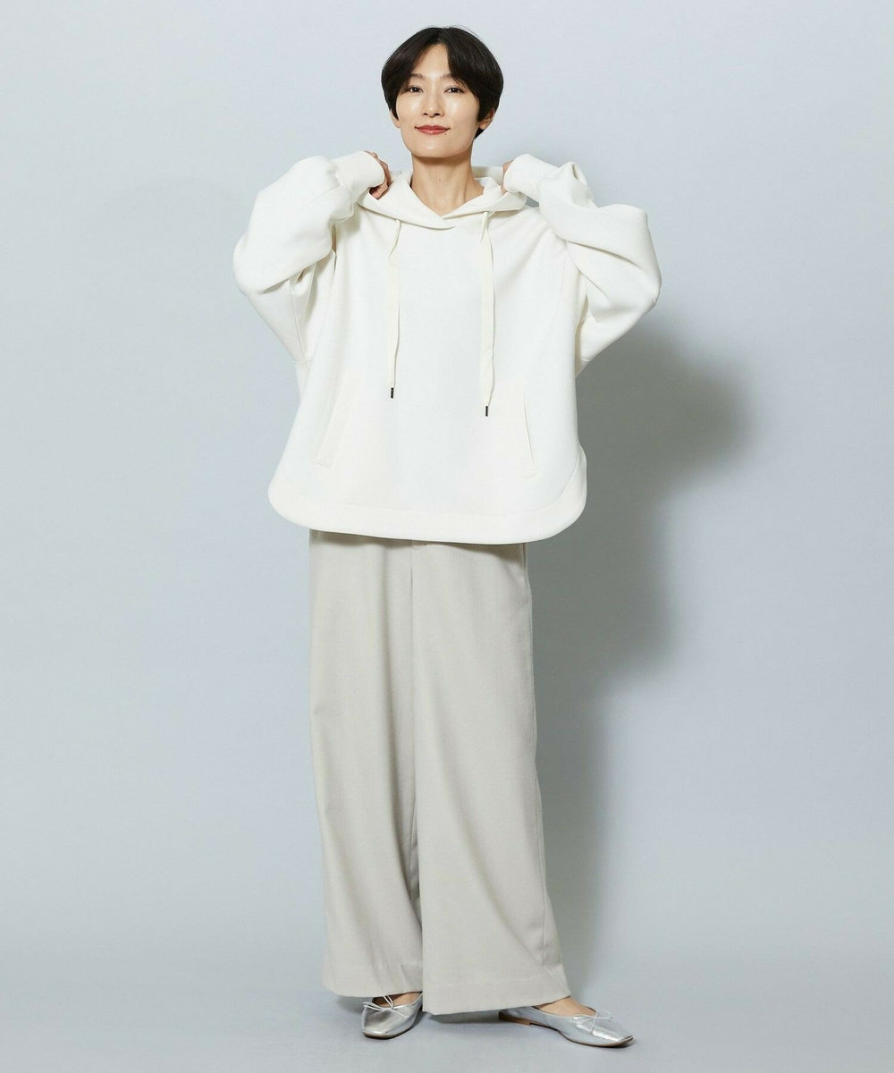 MOGA ウールカシミヤストレッチワイドパンツ オフホワイト