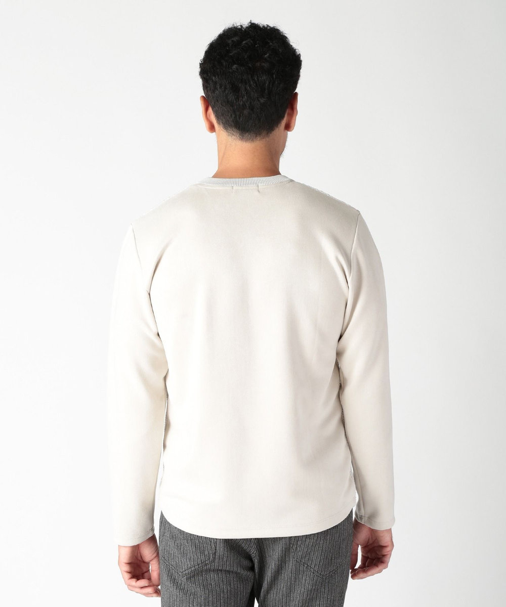 MEN'S BIGI ニット×フェイクスエードVネックカットソー グレー