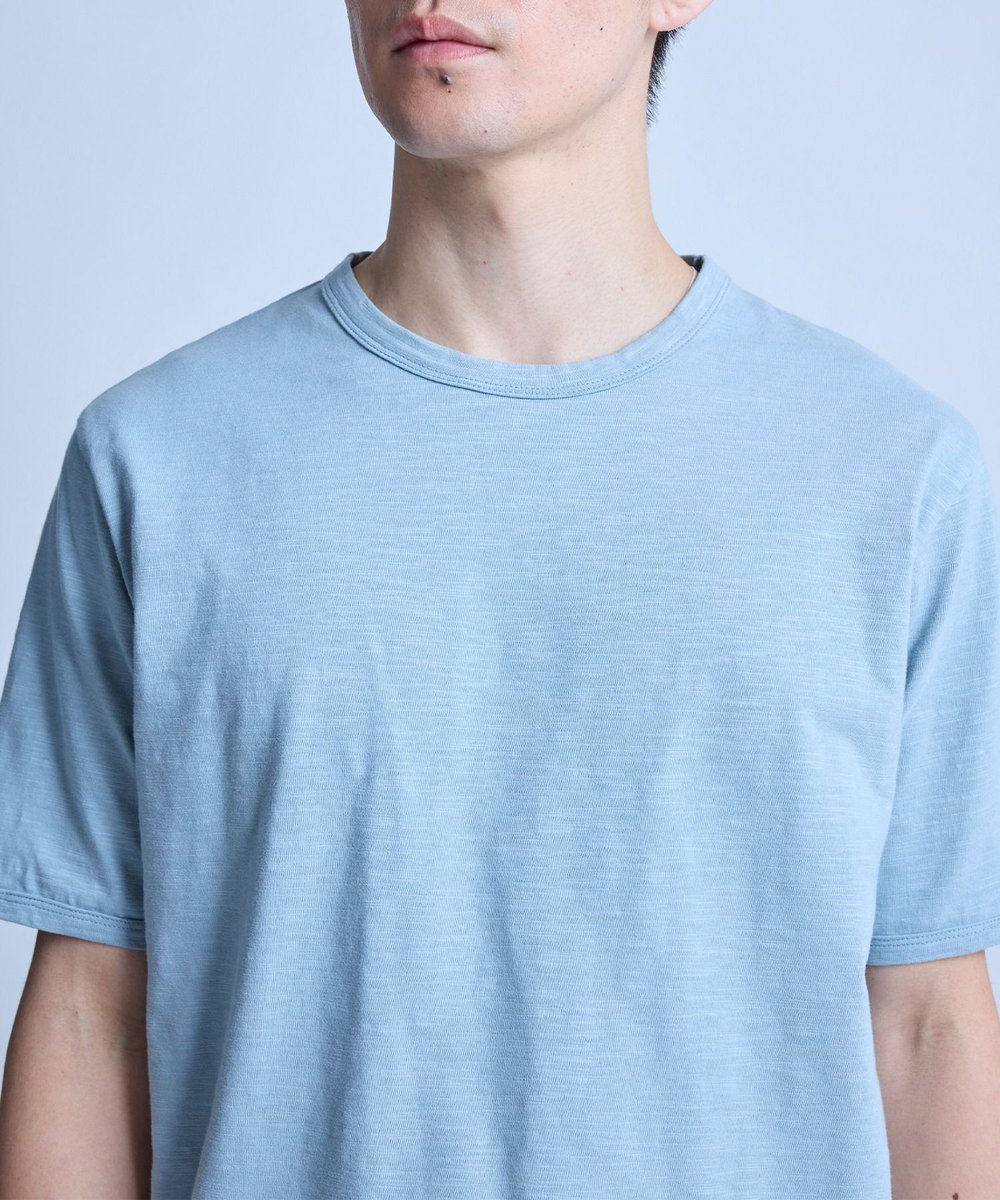 UNION STATION スラブ天竺袖刺繍Tシャツ サックスブルー