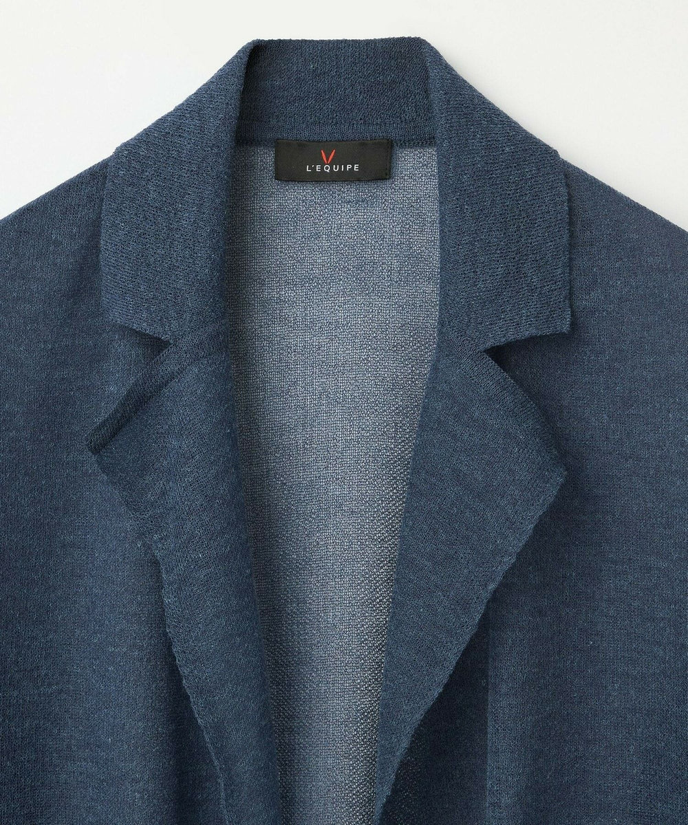 L'EQUIPE ［eclat 2026年5月号掲載商品］麻ポリエステルニットジャケット ブルー