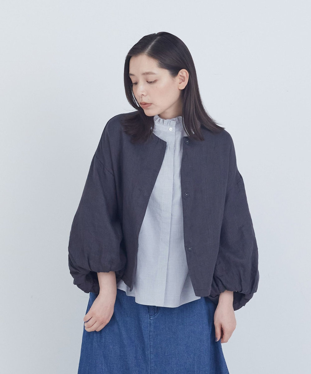 ADIEU TRISTESSE リネンボリュームスリーブジャケット チャコールグレー