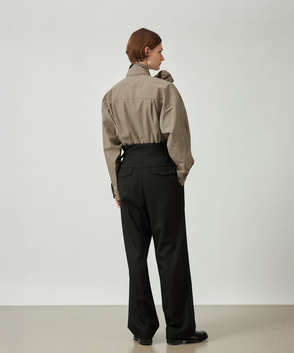 DÉPAREILLÉ CHECK BROAD BOW SHIRT / チェックブロードボウシャツ ブラウン