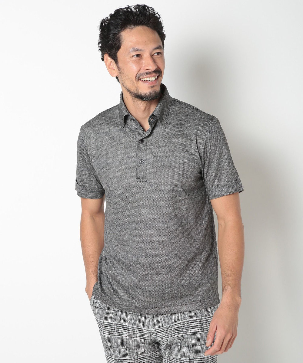 MEN'S BIGI 【ACTIVE TAILOR】COOL MAX ツイルプリントジャージポロシャツ ブラック系その他