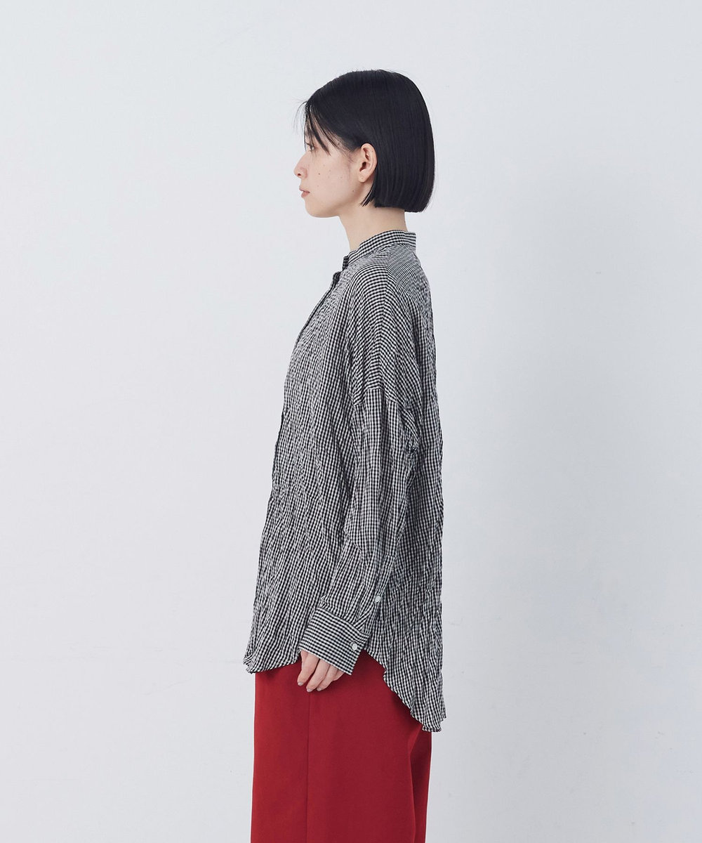 congés payés ADIEU TRISTESSE クリンクル加工2wayシャツ チェック
