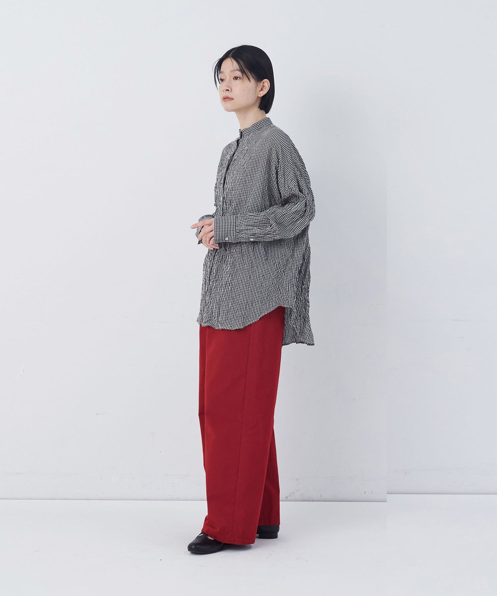 congés payés ADIEU TRISTESSE クリンクル加工2wayシャツ チェック