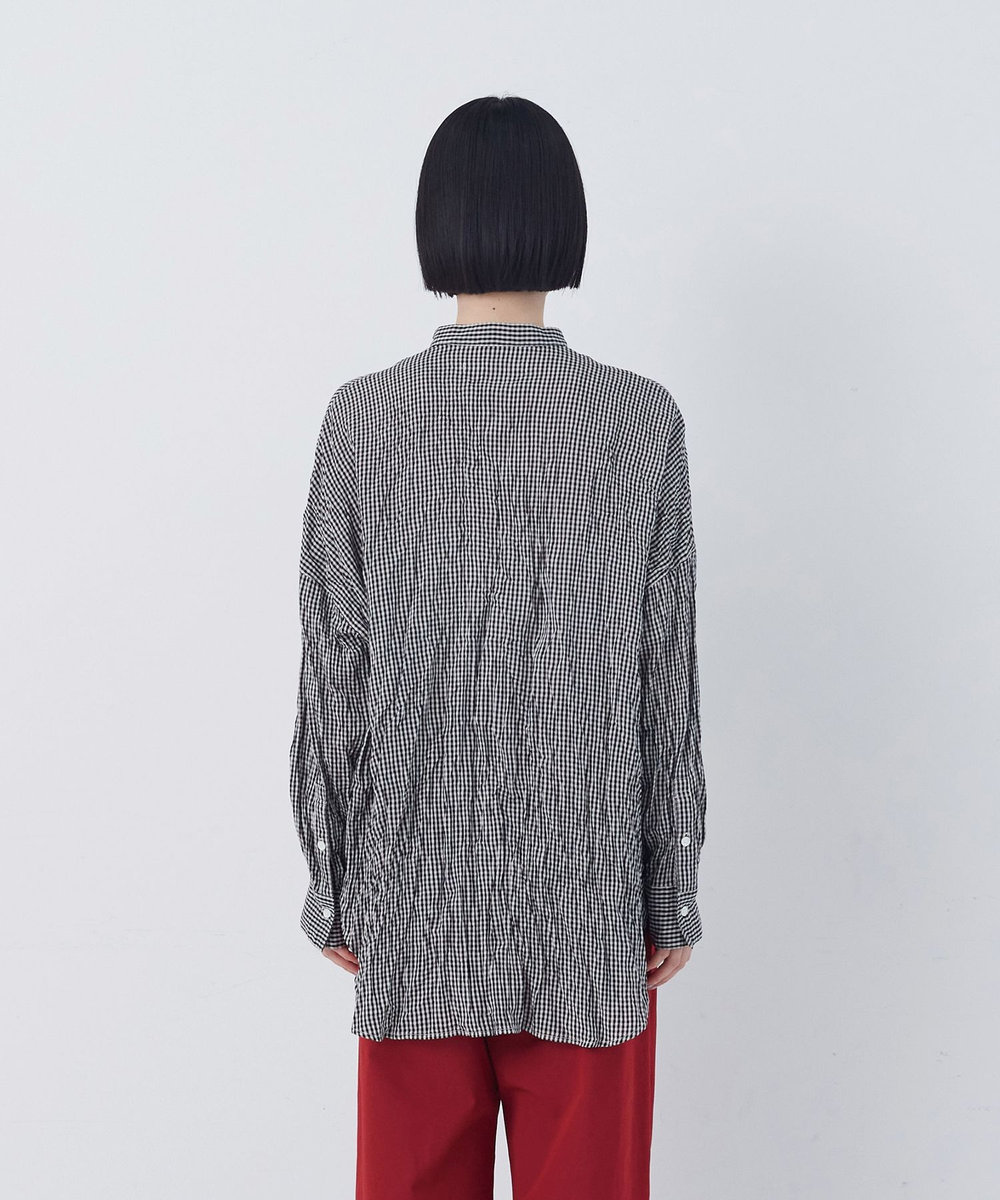 congés payés ADIEU TRISTESSE クリンクル加工2wayシャツ チェック