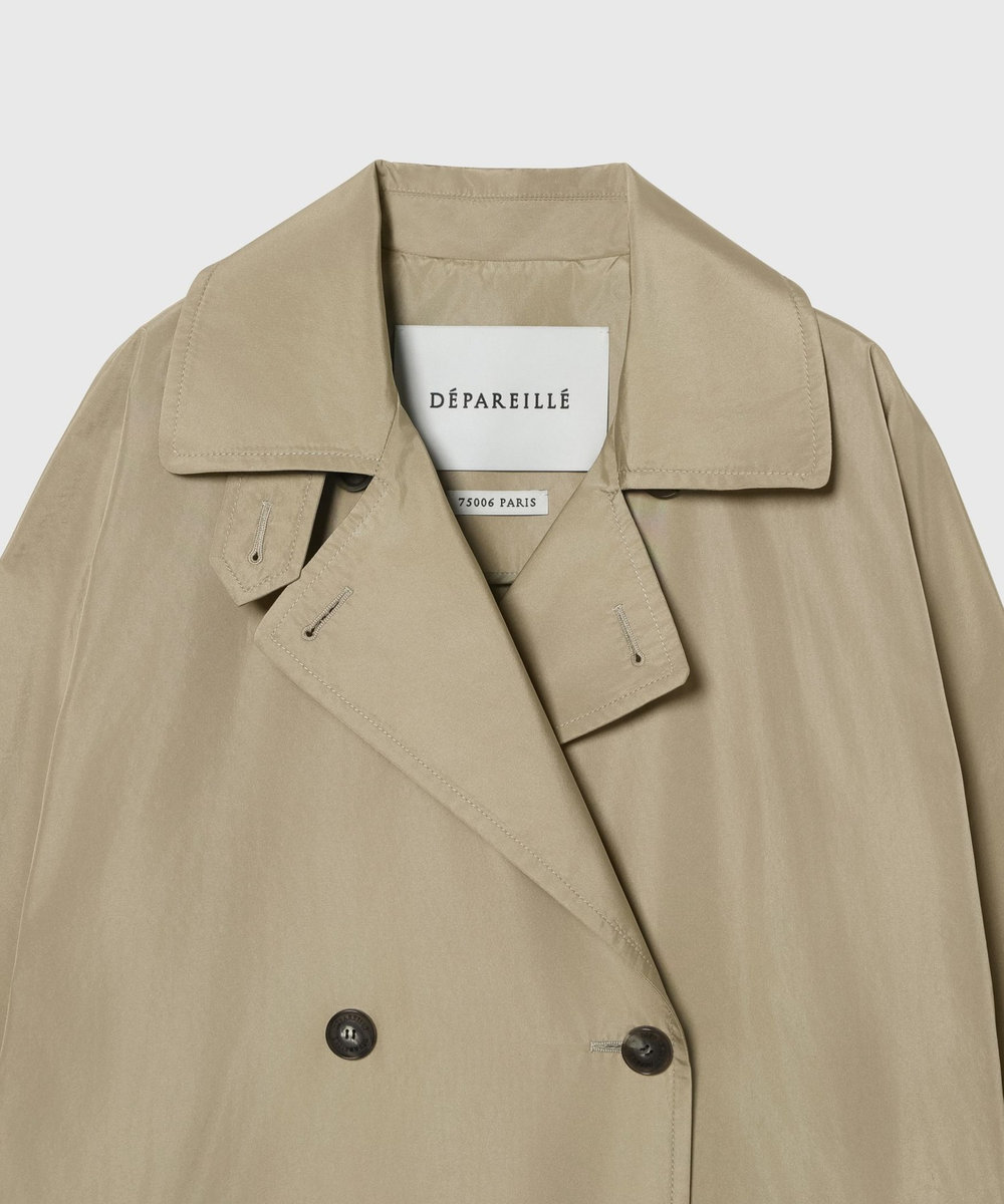 DÉPAREILLÉ TAFFETA PONCHO COAT / タフタポンチョコート ベージュ