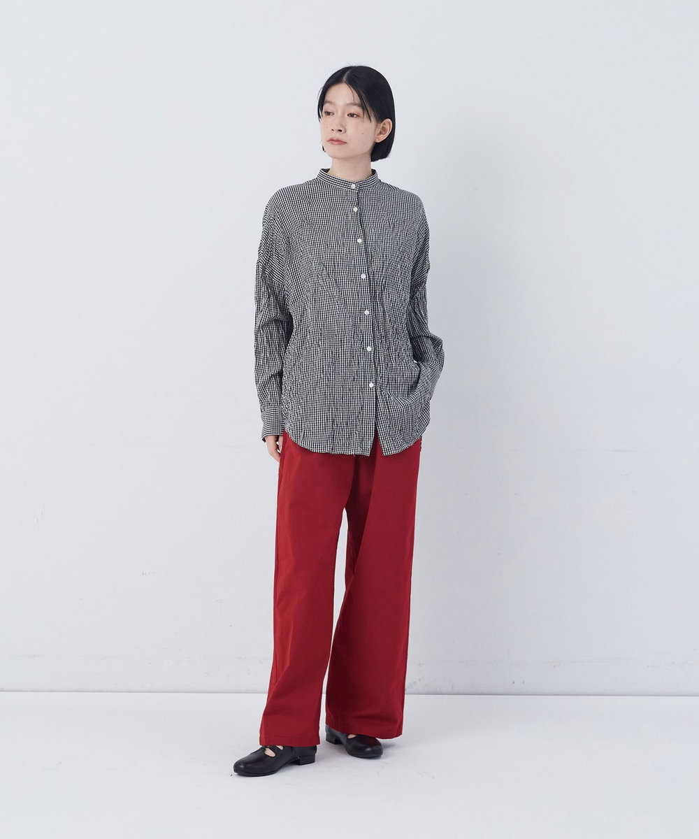 congés payés ADIEU TRISTESSE クリンクル加工2wayシャツ チェック