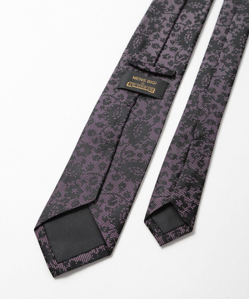 MEN'S BIGI 【TIE YOUR TIE(タイユアタイ)】シャドーフラワー柄ネクタイ ボルドー