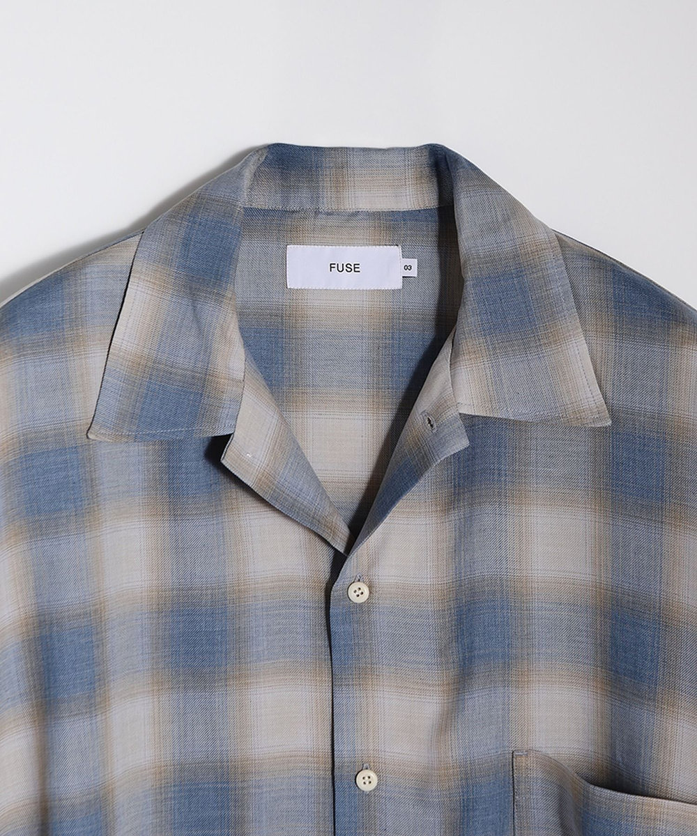 MEN'S BIGI シアーチェックビッグシルエットシャツ ブルー