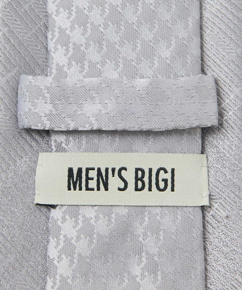 MEN'S BIGI ジオメトリック柄xシャドー千鳥柄クレリックタイ シルバー