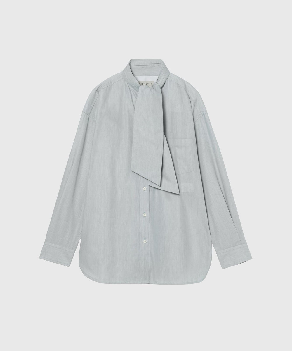 DÉPAREILLÉ PINSTRIPE BOW SHIRT / ピンストライプボウシャツ グリーン
