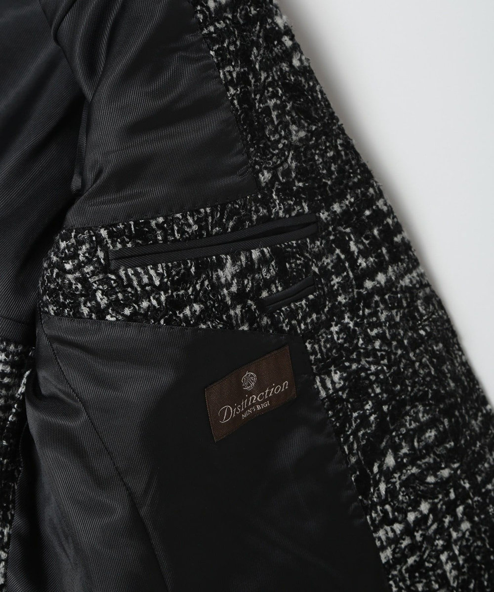 MEN'S BIGI グレンチェックフロッキープリントジャケット ブラック